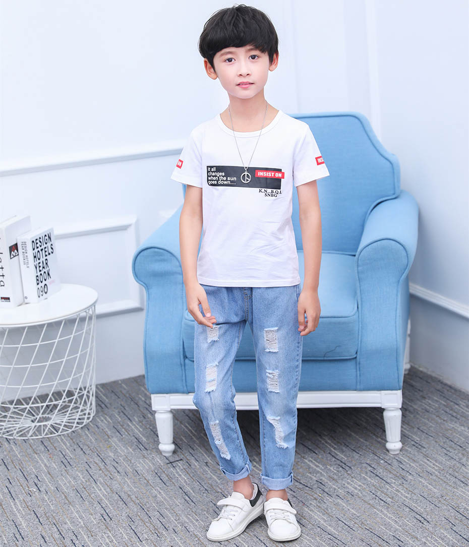 Jean déchiré à trous pour garçons, vêtement de printemps-automne, décontracté Style, pour enfants de 6, 8, 10, 12 et 14