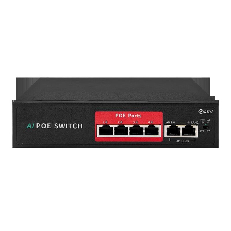 Conmutador POE de red de 52V, con 10/100Mbps, IEEE 802,3 Af/At sobre Ethernet, para sistema de cámara CCTV, AP inalámbrico, enchufe de la UE