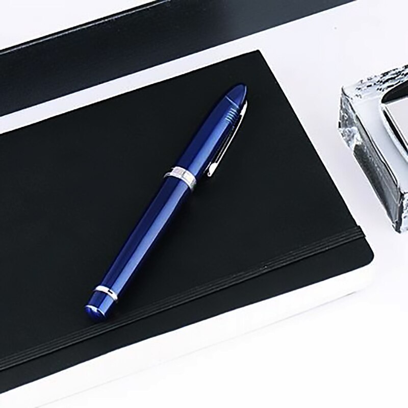 Duke Classic Fountain Pen 911 Dark Blue Big Shark Shape Full Metal Iridium Medium Nib Writing Pen Business Office Home Supplies: Blue