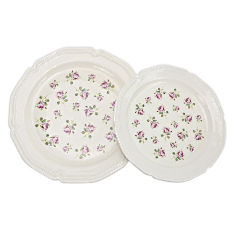 Français Antique décalcomanie Relief vaisselle assiette en céramique sous bol nourriture occidentale assiette Plate assiette à fruits saladier