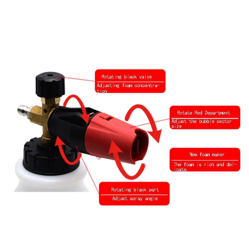 1/4 Adjustable Snow Foam Lance Washer Bottle High Pressure Car Wash Jet Bottle Adjustable Foam Nozzle Open Column Shape