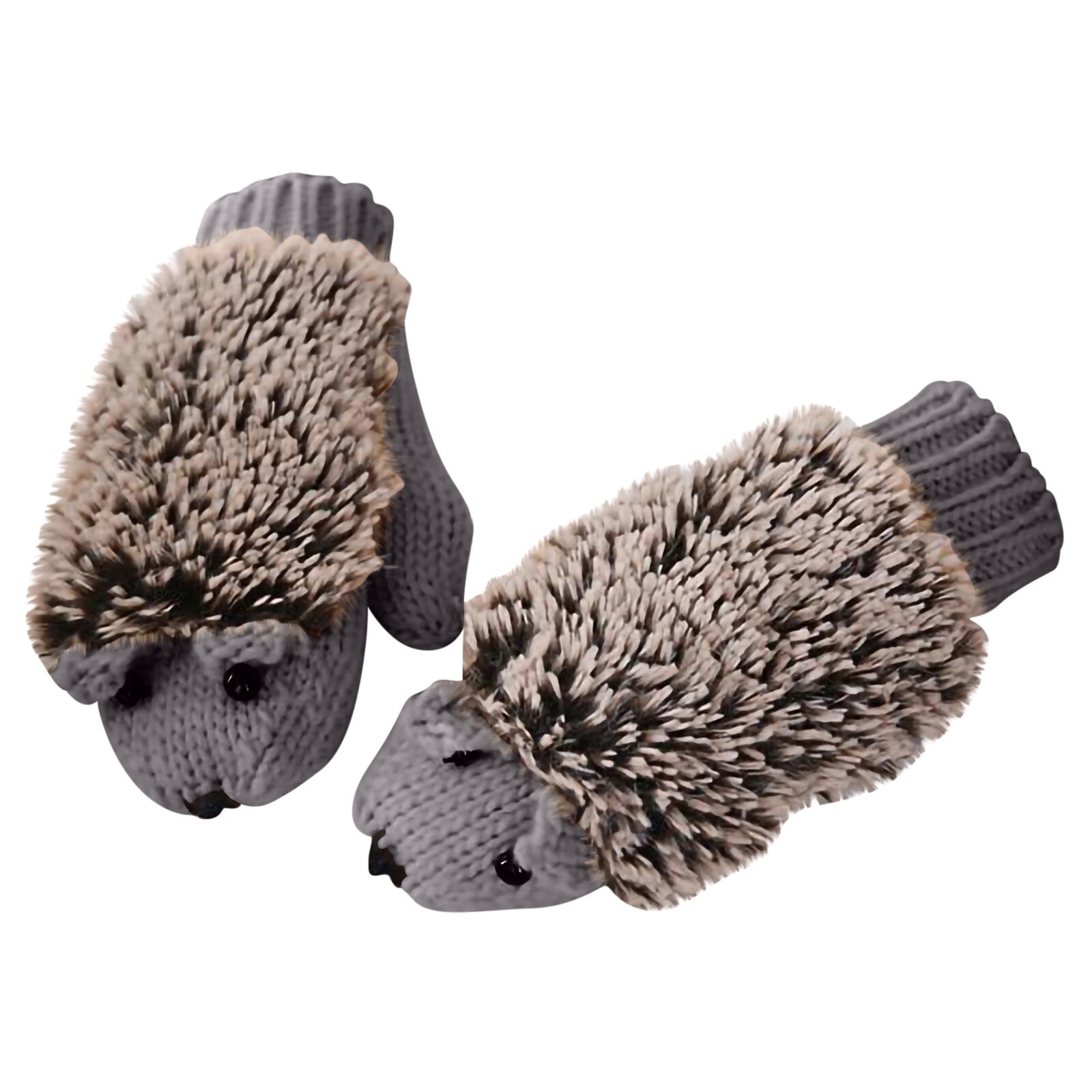 3d Cartoon Animal Girls Novelty Cartoon Winter Gloves For Women Knit Warm Fitness Gloves Hedgehog Heated Villus Wrist Mittens: Gray