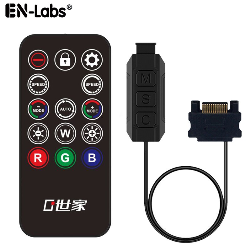 5V ARGB 12V RGB LED PC Controller Cable Wireless IR Remote,SATA to 3pin / 4pin RGB Light Strip,Lam,Case Fan Colling Radiator