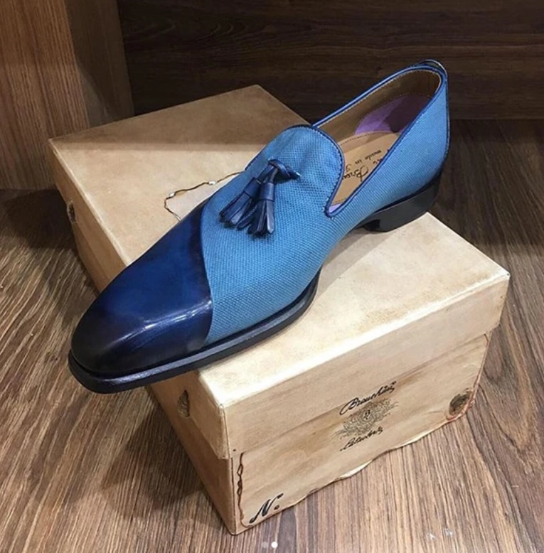 Miesten pu nahkakengät matalakorkoiset hapsut kengät mekkokengät brogue kengät kevät nilkkurit vintage klassikko miesten rento  f88: Sininen / 44