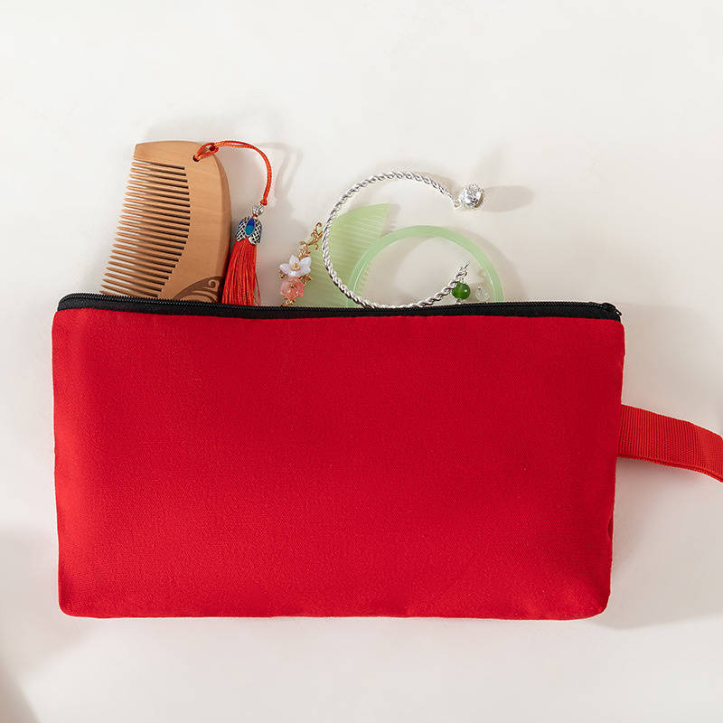 StoBag 10pcs Colorful Canvas Cotton Bag with Zipper Handheld Cosmetic Stationery Package Storage Makeup Handbag Portable Pouches