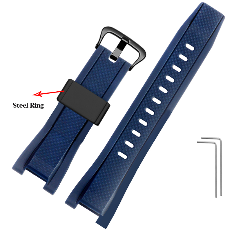 Cinturino in gomma siliconica per Casio G-shock GST serie GST-W300 210 400G S130 S310 S330 B100 cinturino sportivo cinturino: Bianco Pin Luce