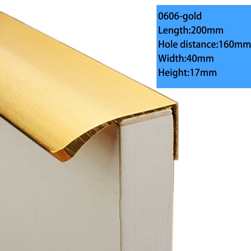 Maniglie per cassetti moderne con bordo a dito maniglie per cassetti per mobili armadio nascosto cassetto per cucina maniglie per comò manopole Hardware oro nero: 0606-gold-200mm