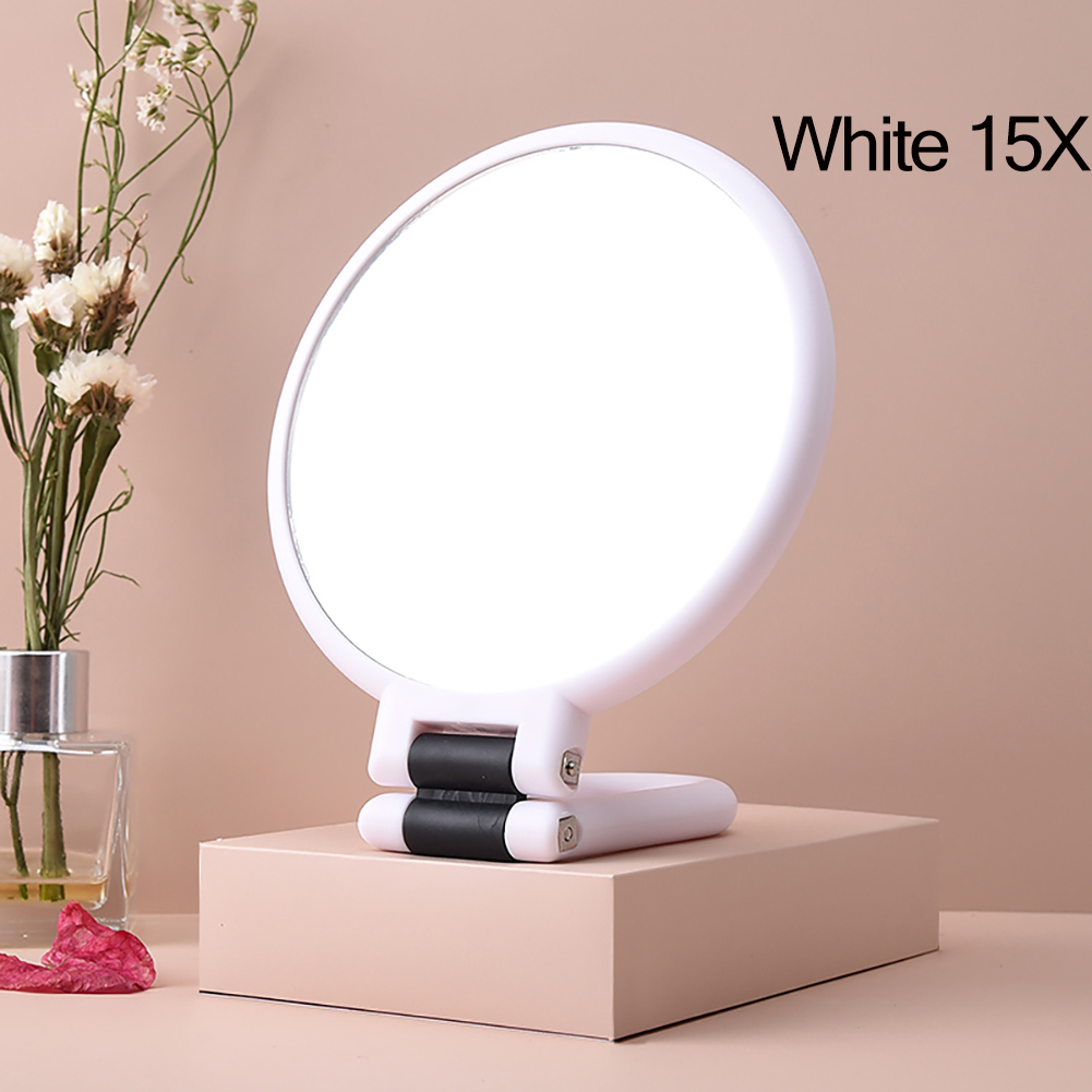 2/5/10/15X Magnifying Makeup Mirror Hand Mirror Portable Folding Makeup Vanity Mirror Double Sided Handheld Mirrors Makeup Tools: White 15X