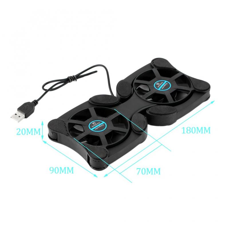 USB Port Mini Laptop Desk Support Dual Cooling Fan Notebook Computer Stand Foldable USB Rack Holder Black For 7-15&quot; Laptop