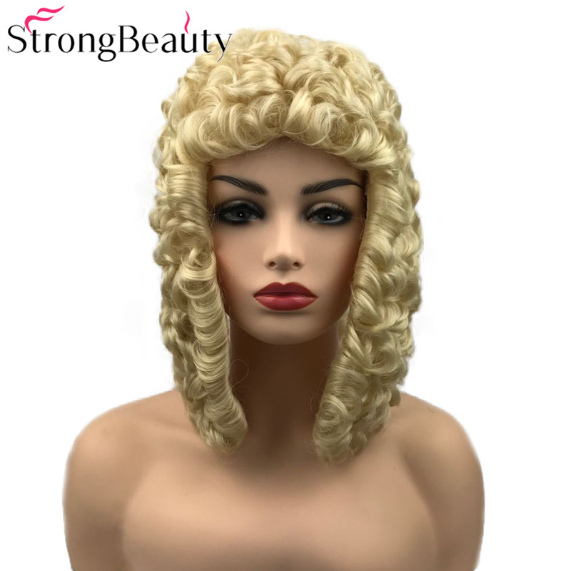 StrongBeauty Synthetic Judge Wig Nobleman Curly Hair Historical Blonde Gray Black Wigs: 613
