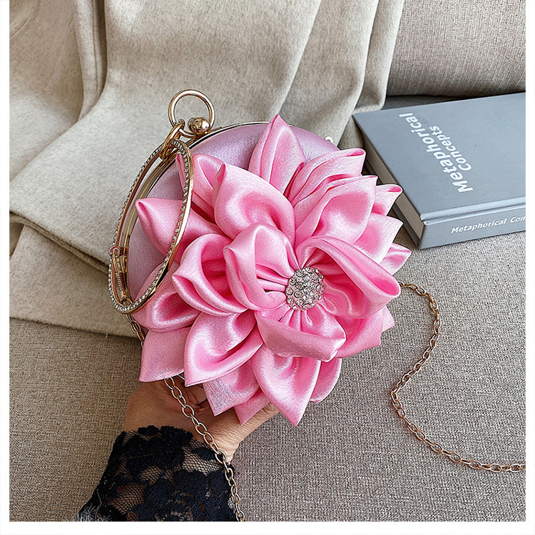 Luxy Moon pochette femme fleur ronde sac de soirée sac à main de luxe sac à main de fête de mariage Vintage sac à bandoulière ZD1474: Pink