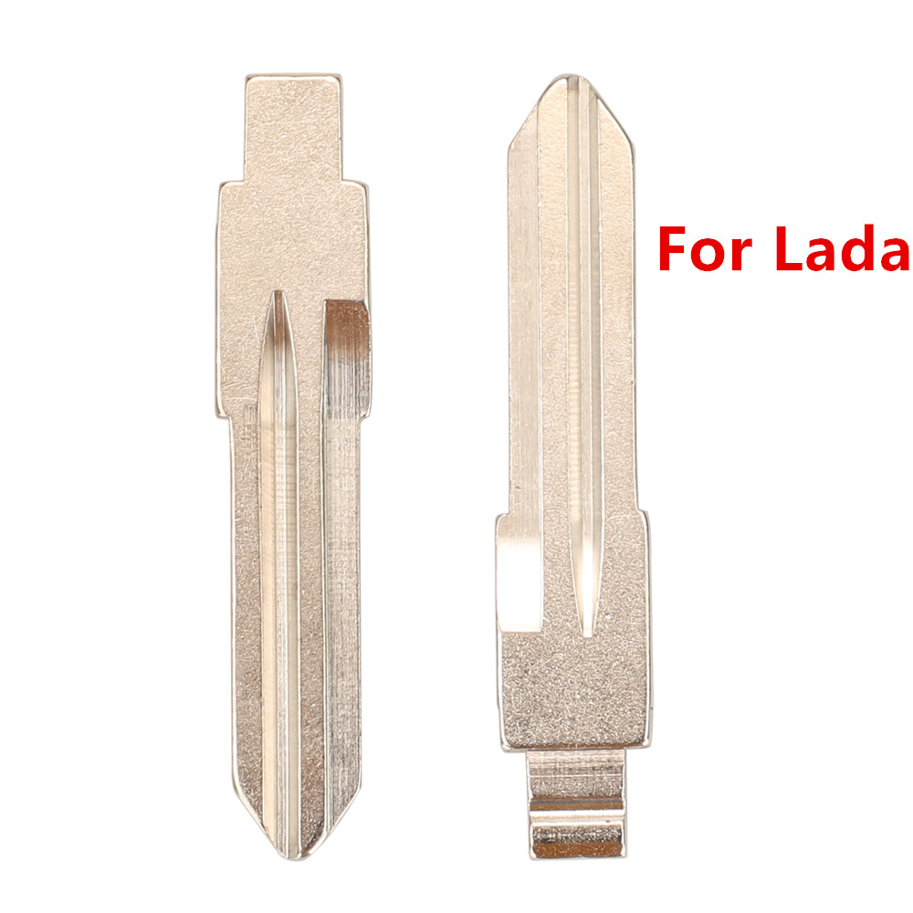 Hoja de llave de coche L5 sin cortar, carcasa de llave de repuesto para LADA, abatible, remota, plegable, en blanco, 10 piezas: Negro