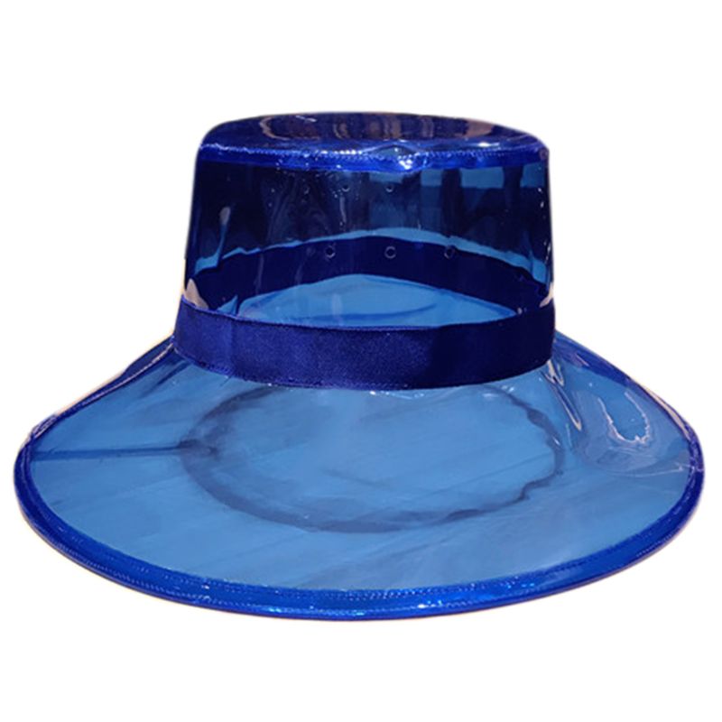 Unisex PVC Transparent Bucket Hat Bright Jelly Wide Brim Waterproof Rain hat 83XF