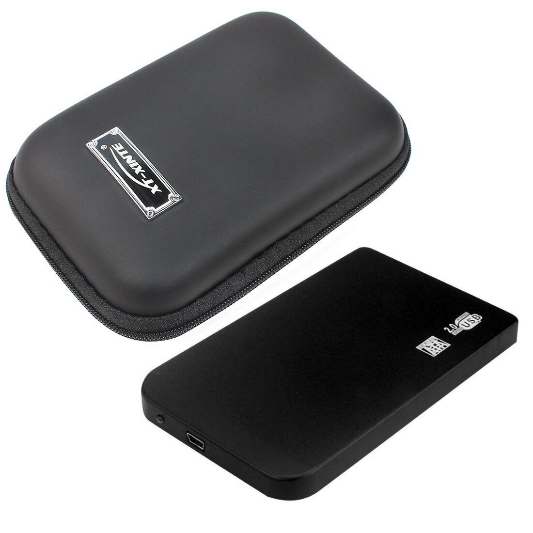 Aluminum SATA to Mini USB 2.0 HDD Case 2.5&quot; Hard Disk Drive Portable External Enclosure Case w SSD Organizer Storage Support 2TB: Black