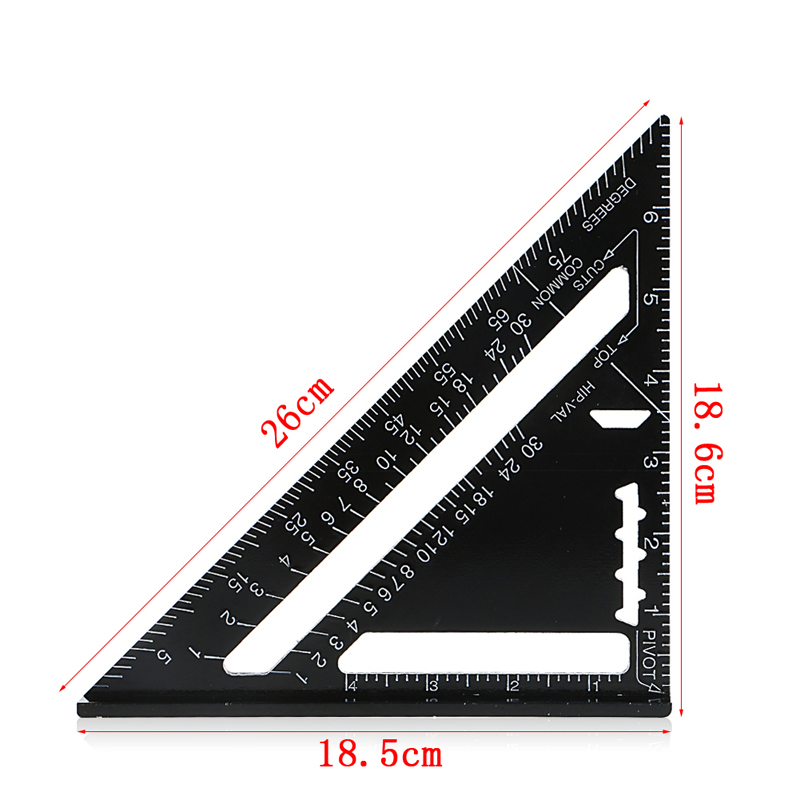 7 "kejserligt system sort aluminiumslegering måle hastighed firkantet tagdækning trekant