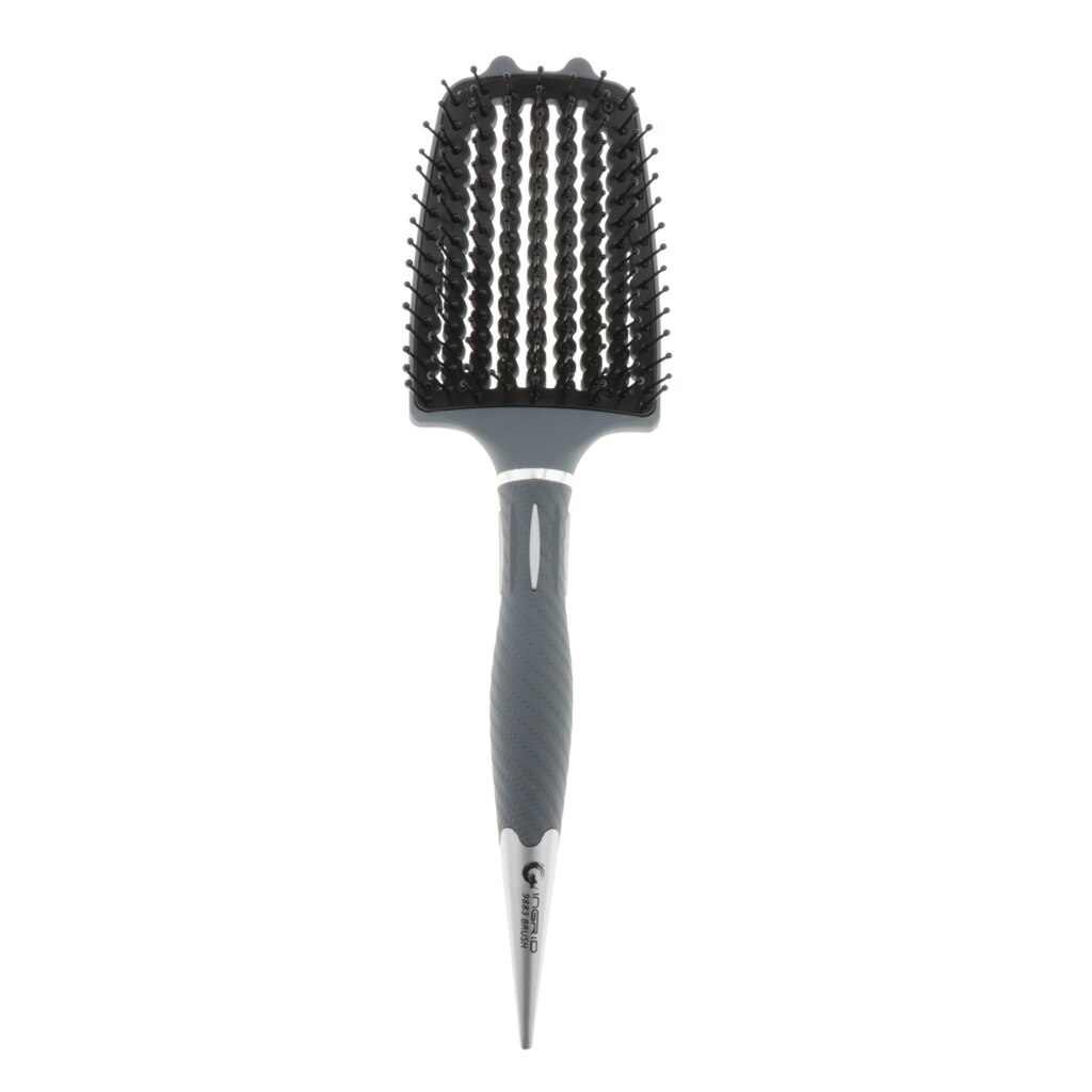 Soft Nylon Pins Cushioned Paddle Brush for Detangling Volumizing Blow Drying Curved Paddle Brush Hair Combs: 03