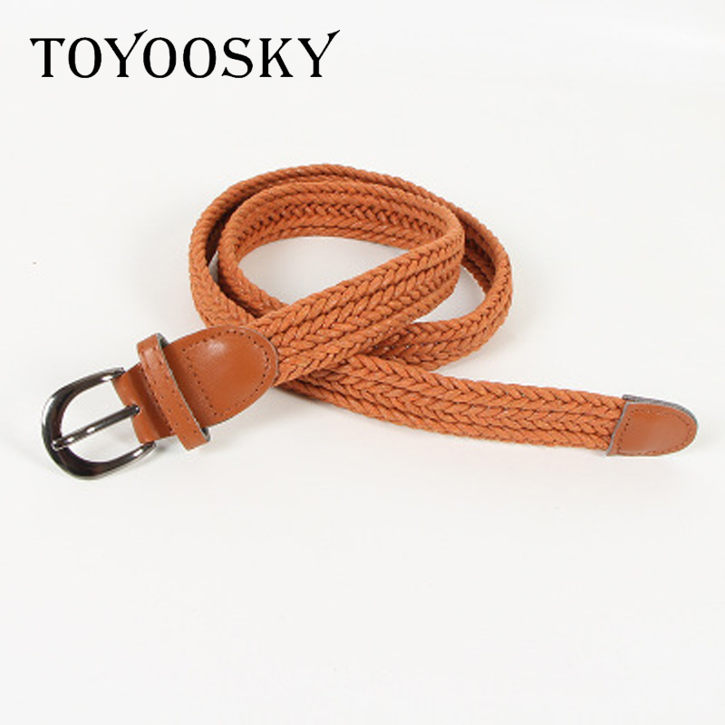 Toyoosky kvinder strikket bælte top 2.5 cm bredt vævet stretch flettet elastisk læderspænde luksus lærred 100cm bælter