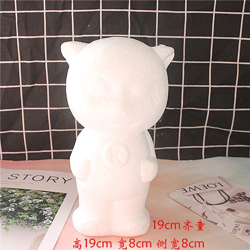 Modélisation animaux forme blanc polystyrène mousse boules styromousse artisanat pour bricolage de noël fournitures de fête de mariage décoration: 19cm Lucky Cat