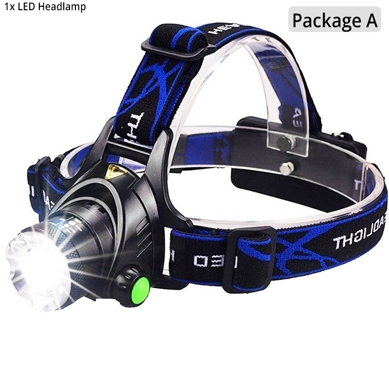 20000LM LED Headlamp L2/T6 Waterproof Headlight Torch Flashlight Headlight by 18650 Battery for Fishing Hunting: Package A / L2-12000 Lumen