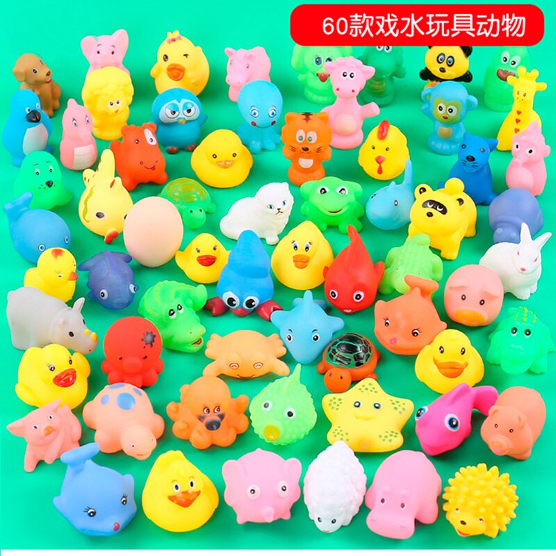 12 Stuks Leuke Dieren Zwemmen Water Speelgoed Kleurrijke Zachte Rubber Float Squeeze Sound Piepende Bathing Toy Baby Bad Badkamer Speelgoed