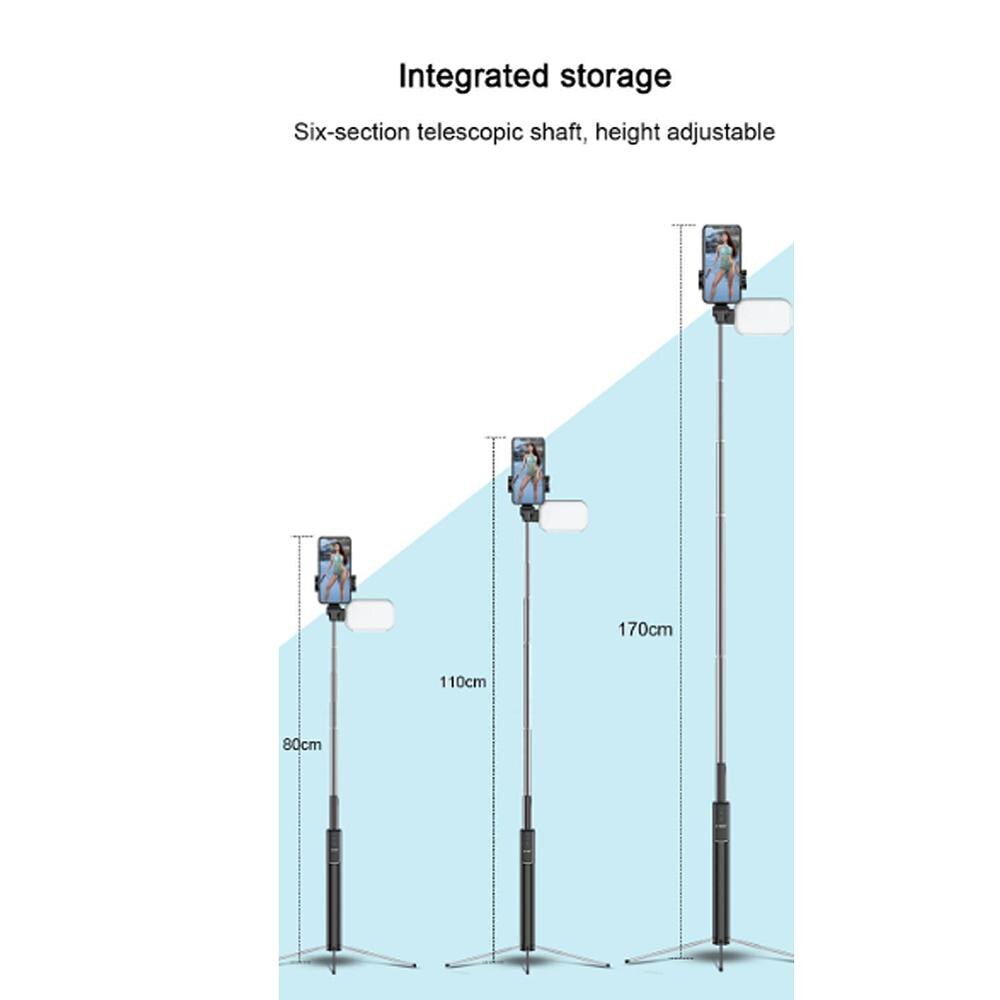 Handheld Versteckte Bluetooth Stativ 3 in 1 Selfie Stock w/Schönheit licht Erweiterbar Selfie-Timer Füllen Licht für iPhone Samsung Telefon