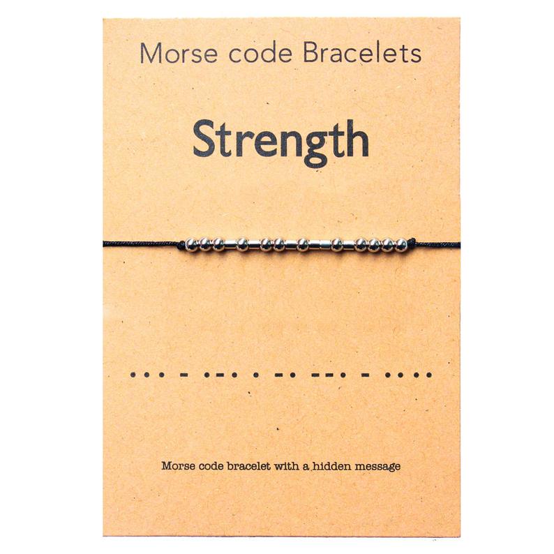 Sterkte Armband Morse Code Rvs Handgemaakte Bead Verstelbare String Armbanden Inspirational Sieraden Voor Vrouwen