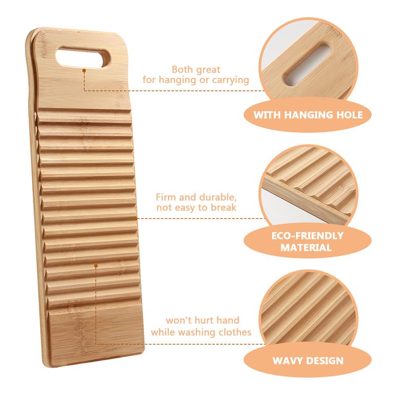 1 Pc Home Washboard Bamboo Wood Non-slip Durable Washing Board Laundry Board Scrubbing Board for Laundromat Home