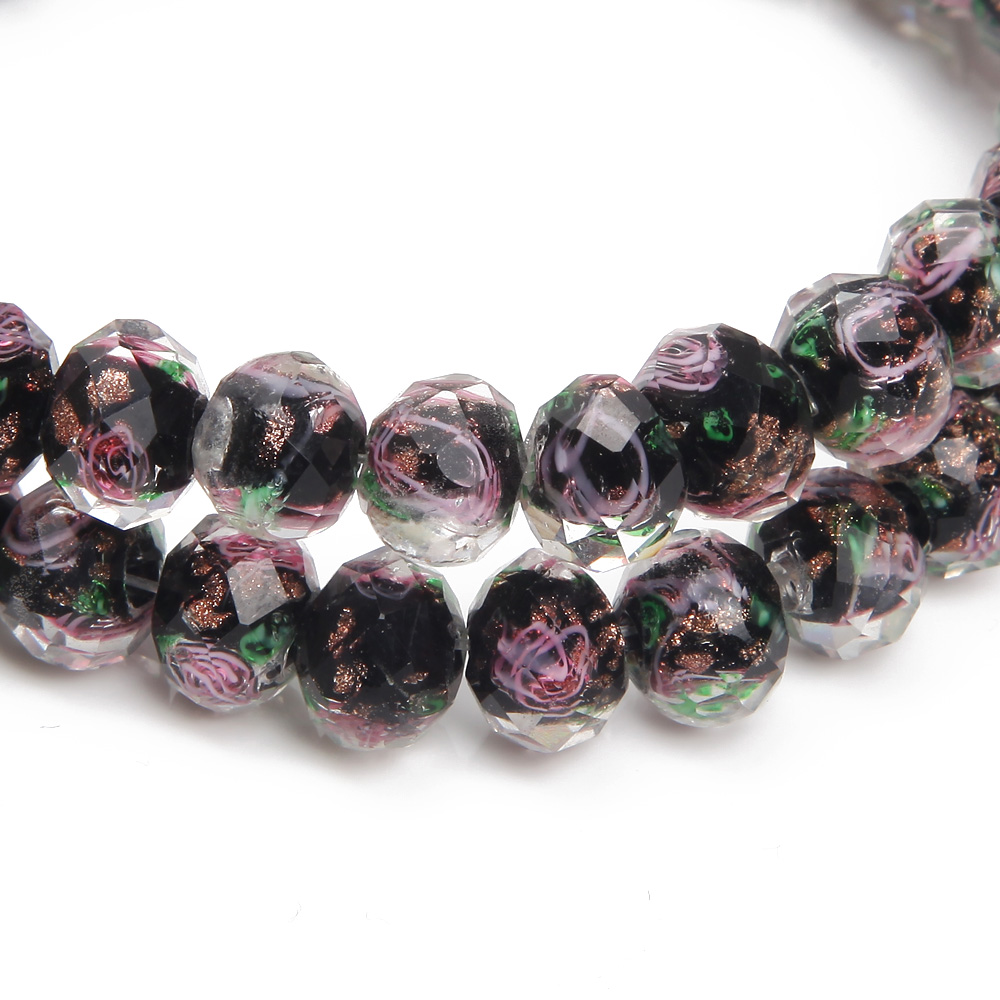 8/10mm Murano Glass Lampwork Beads for Jewelry Making Necklace Diy Bracelet Rondelle Faceted Flower Beads Accessories Supplies: Lavender / other