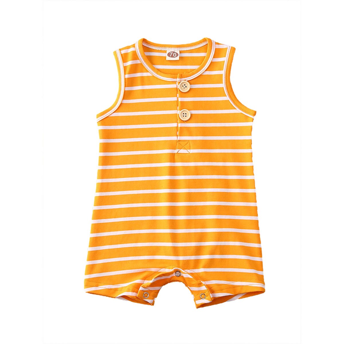 0-24 M abbigliamento per neonati pagliaccetto a righe per bambina vestiti per ragazzo tuta a righe senza maniche per bambina vestito estivo per neonato: YELLOW / 18m