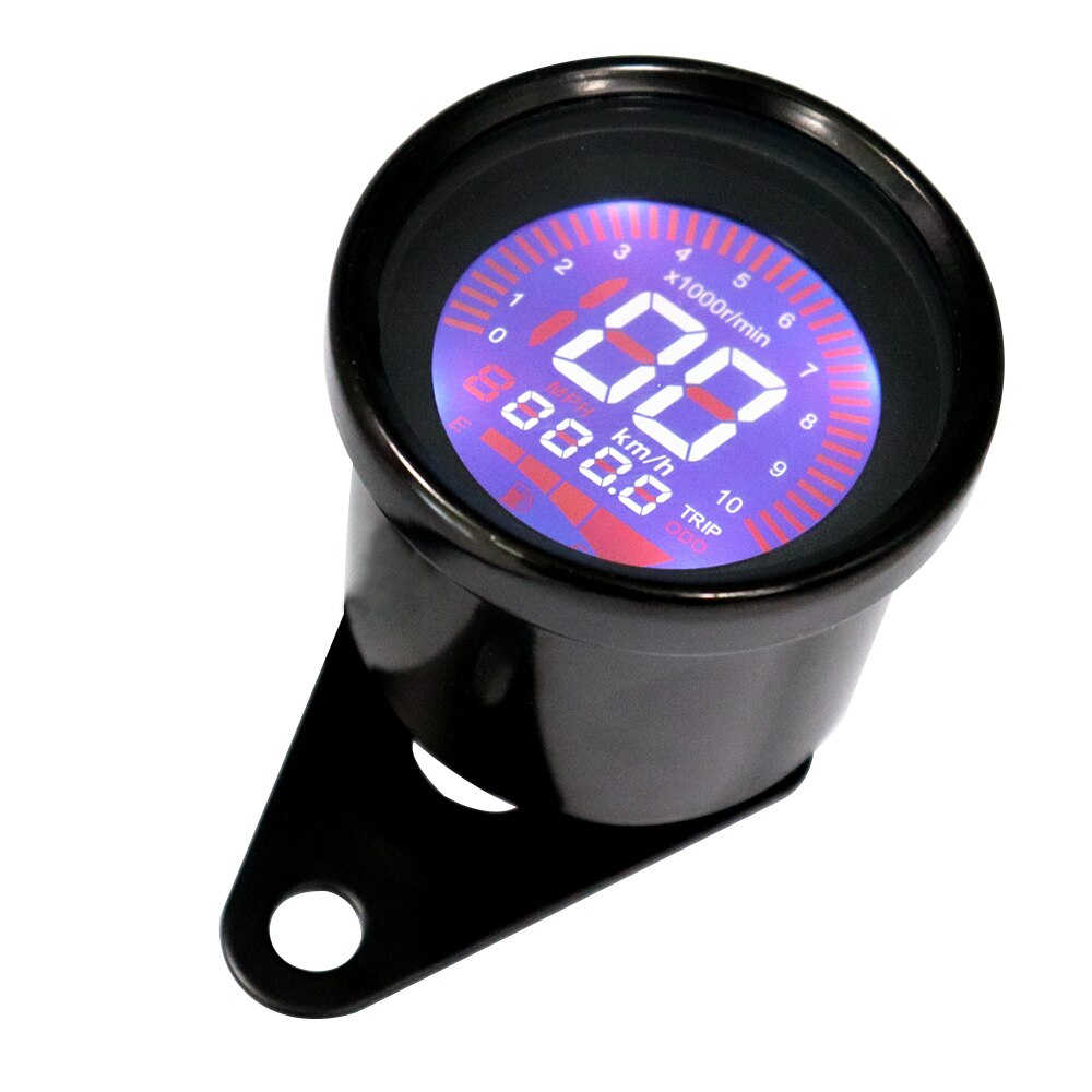 Universal 12V Motorcycle Multi-Function Tachometer Digital Speedometer LCD Display 7 Background Color 0-10000 RPM 0-199 KM/H: black