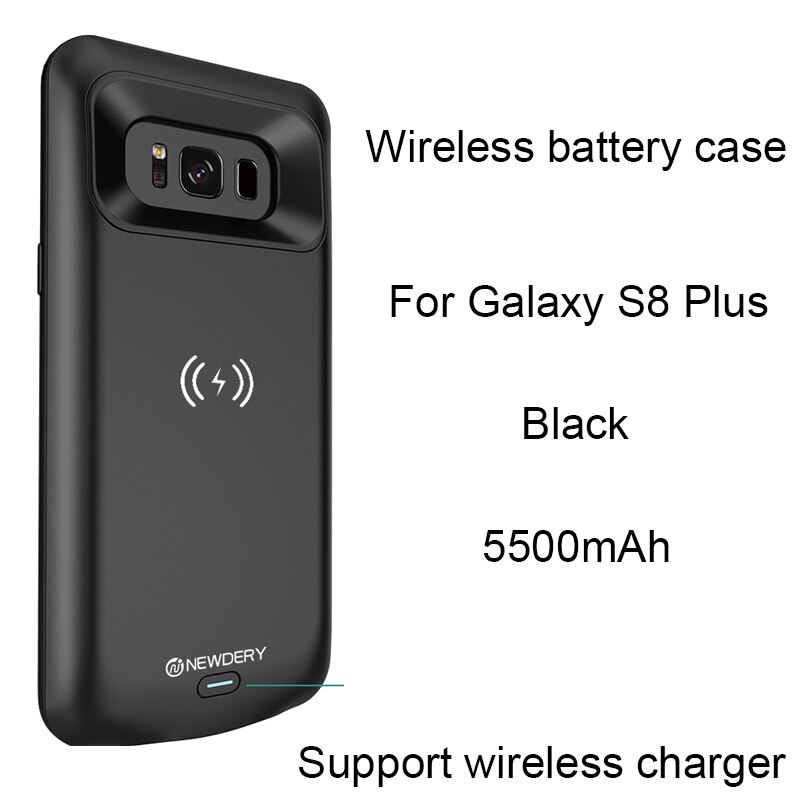 Newdery Draagbare Draadloze Batterij Case Voor Samsung Galaxy S8 5000 Mah Opladen Case Voor Samsung S8 Plus 5000 Mah: For S8 Plus black