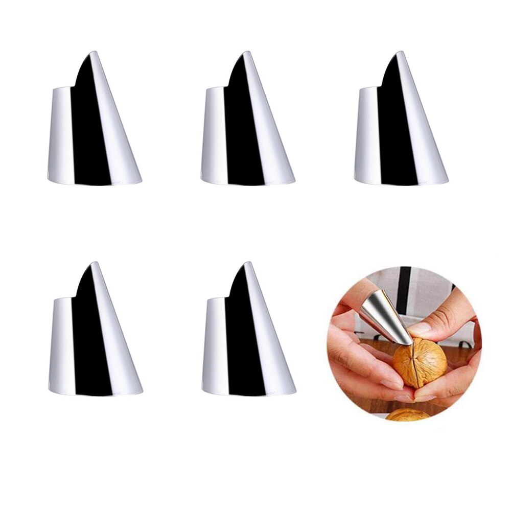 5 stuks roestvrijstalen vingerbeschermer, multifunctioneel, verstelbaar, anti-snij, schil, bonen, artefact, ijzeren spijkerhoes, keukengereedschap