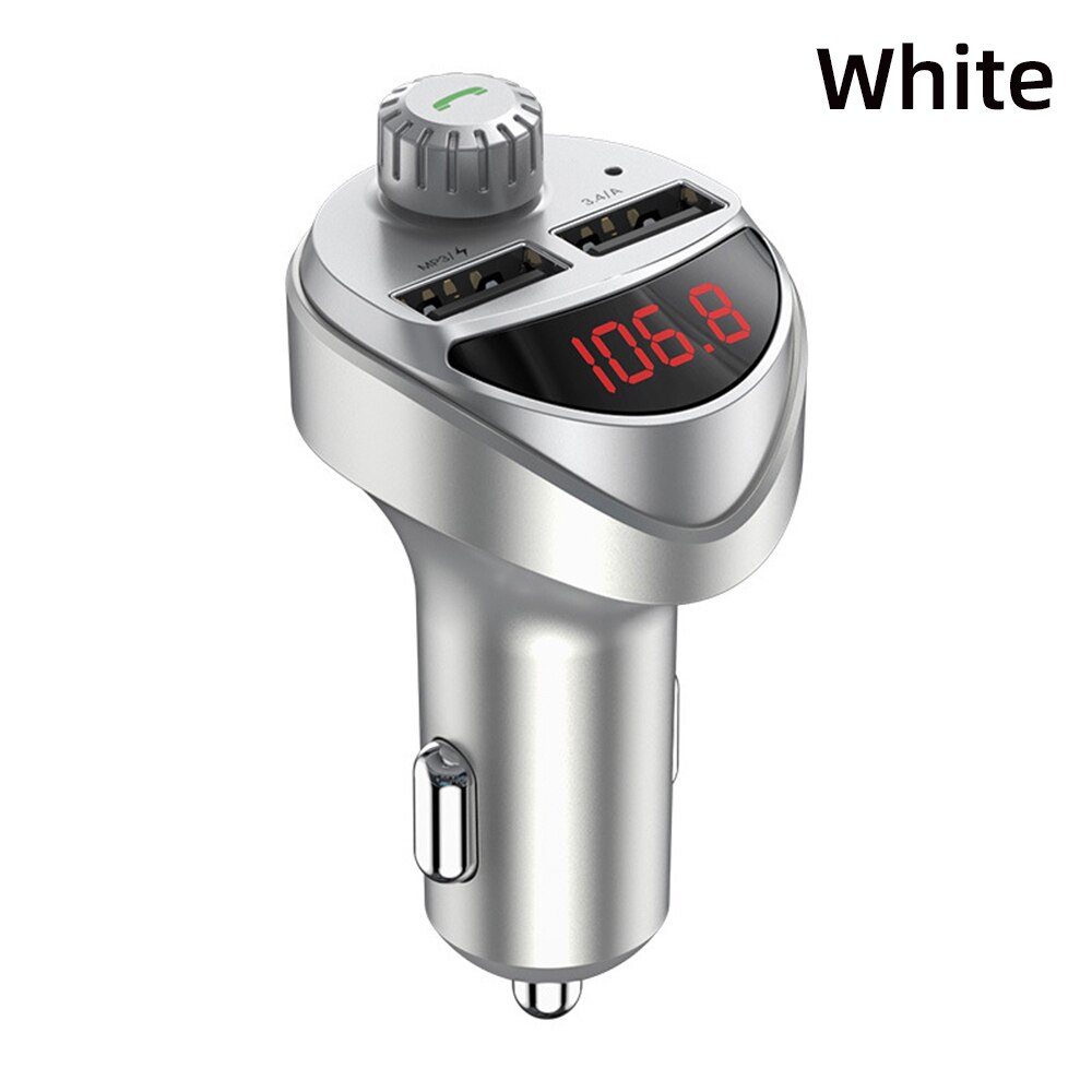 Bluetooth-autoladegerät mit 4.2 mp3- player-anschluss und dual-usb-anschluss für iphone 11 pro, display mit spannungsüberwachung, freisprechfunktion und multifunktions-universalfunktion: Weiß