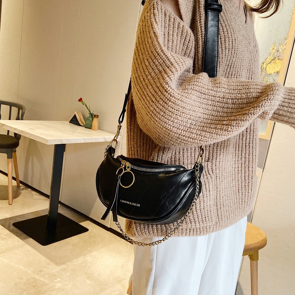 Unisex di Modo di Doppia Cerniera Borse In Pelle Borse a Spalla Crossbody Bag Petto Borse tasjes dames bolsa feminina # SW