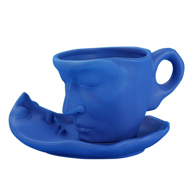 250ml Ceramic Human Face Mug Thinker Coffee Cup Funny Face Shape Cup With Tray Set Color Milk Tea Water Drinking Cup
