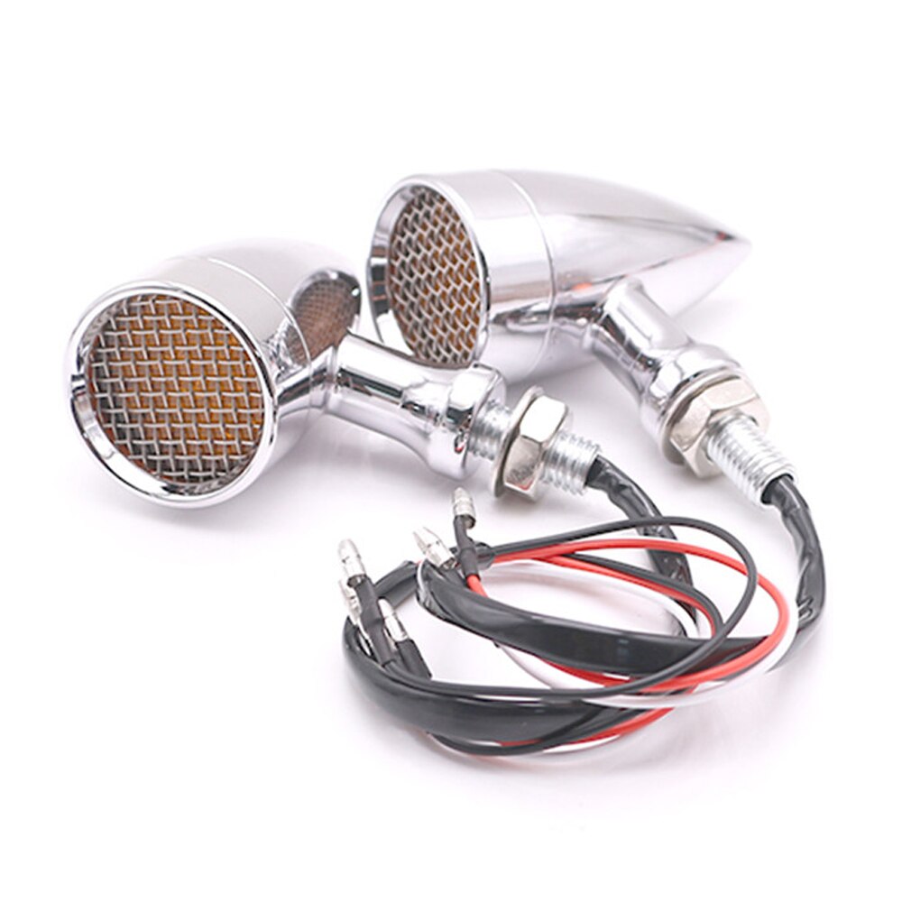 1 paar Motorcycle black Metal Grill Bullet Richtingaanwijzer Lamp Voor Harley Cafe Racer knipperlichten