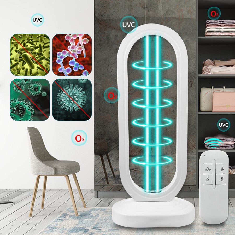 UVC Lamp Disinfection Germicidal Light 36W Fridge Deodorizer Air Sanitizer Purifier Odor Eliminators for Rooms Cabinets Wardrobe