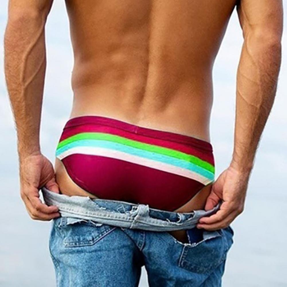 Chic Male Striped Pattern Swimming Briefs Swimming Briefs Lightweight Comfy