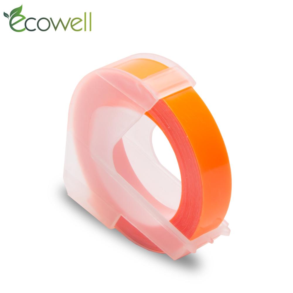 Ecowell 3D Plastic Embossing Tape 9mm compatible for Embossing Label Maker PVC LABEL DYMO 1610 12965 1880 1540 Motex E101: Fluorescent Orange