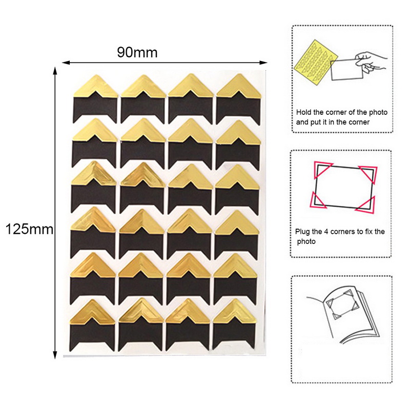 Hoomall Album Photo Scrapbook Photo coin protecteurs Vintage bricolage à la main autocollant décor pour Scrapbooking Albums cadre décor: gold