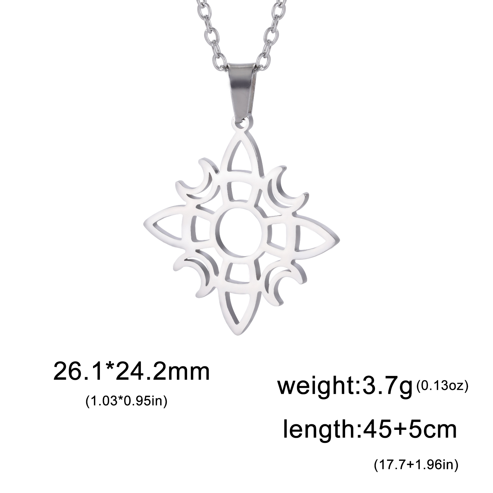 Clásico collar de nudo de bruja la Trinidad de la Media Luna masculina y femenina une amuleto de buena suerte joyas de acero inoxidable Amuleto de protección celta navideños de año