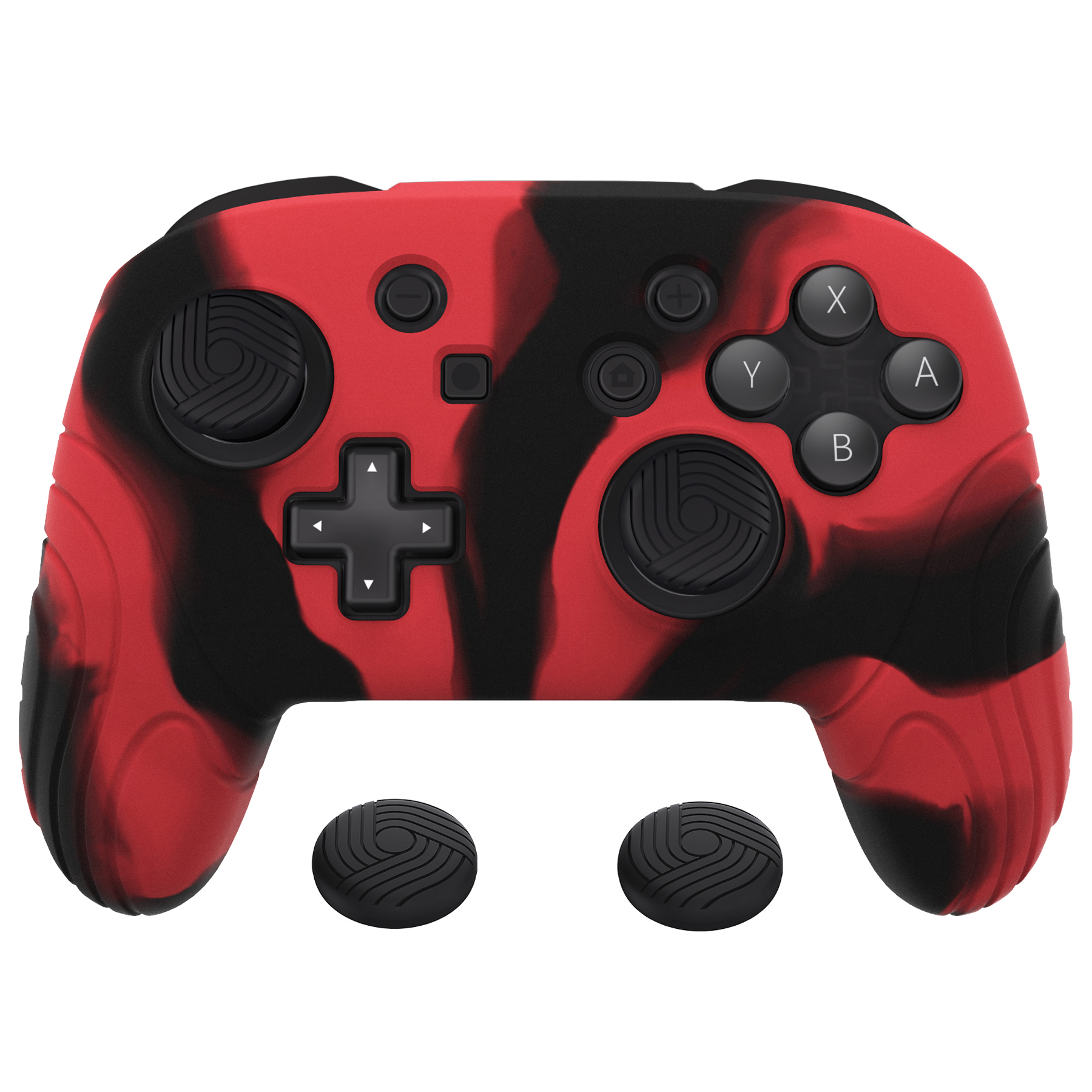 Playvital samurai edition ergonomische silikon hauts chutz hülle mit daumen griffen für nintendo switch pro-rot schwarz