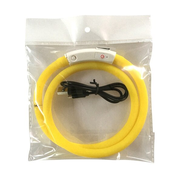 USB Rechargeable Flashing Night Dog Collars Luminous Pet Collar LED Light USB Dog Collar Glowing Teddy Flash Collar Pet 1: Yellow / M