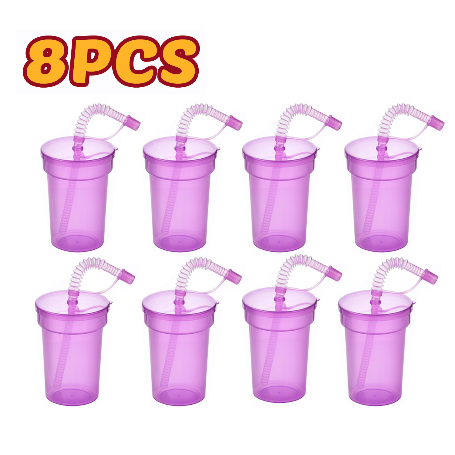 Tazas Sipper de neón: tazas coloridas y a prueba de derrames con tapas y pajitas, ideales para eventos escolares, fiestas temáticas y fiestas de cumpleaños: Azul cielo