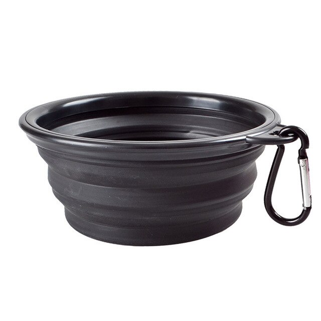 Bol de Perro Plegable de silicona Plegable para viaje Gato tazón de alimentación de agua para perros tazón de viaje Plato Plegable: Black