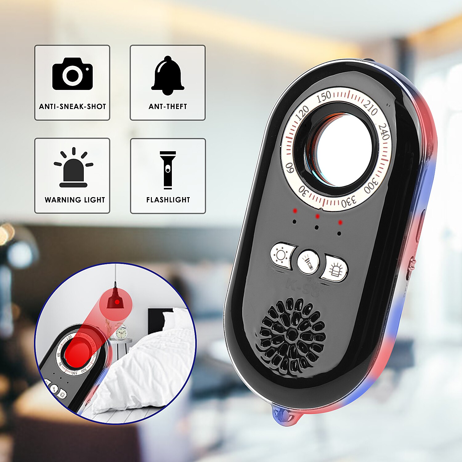 K98 Mini Verborgen Camera Detector Multifunctionele Anti-Diefstal Trilalarm Anti Candid Camcorder Finder Met Mini Led Zaklamp