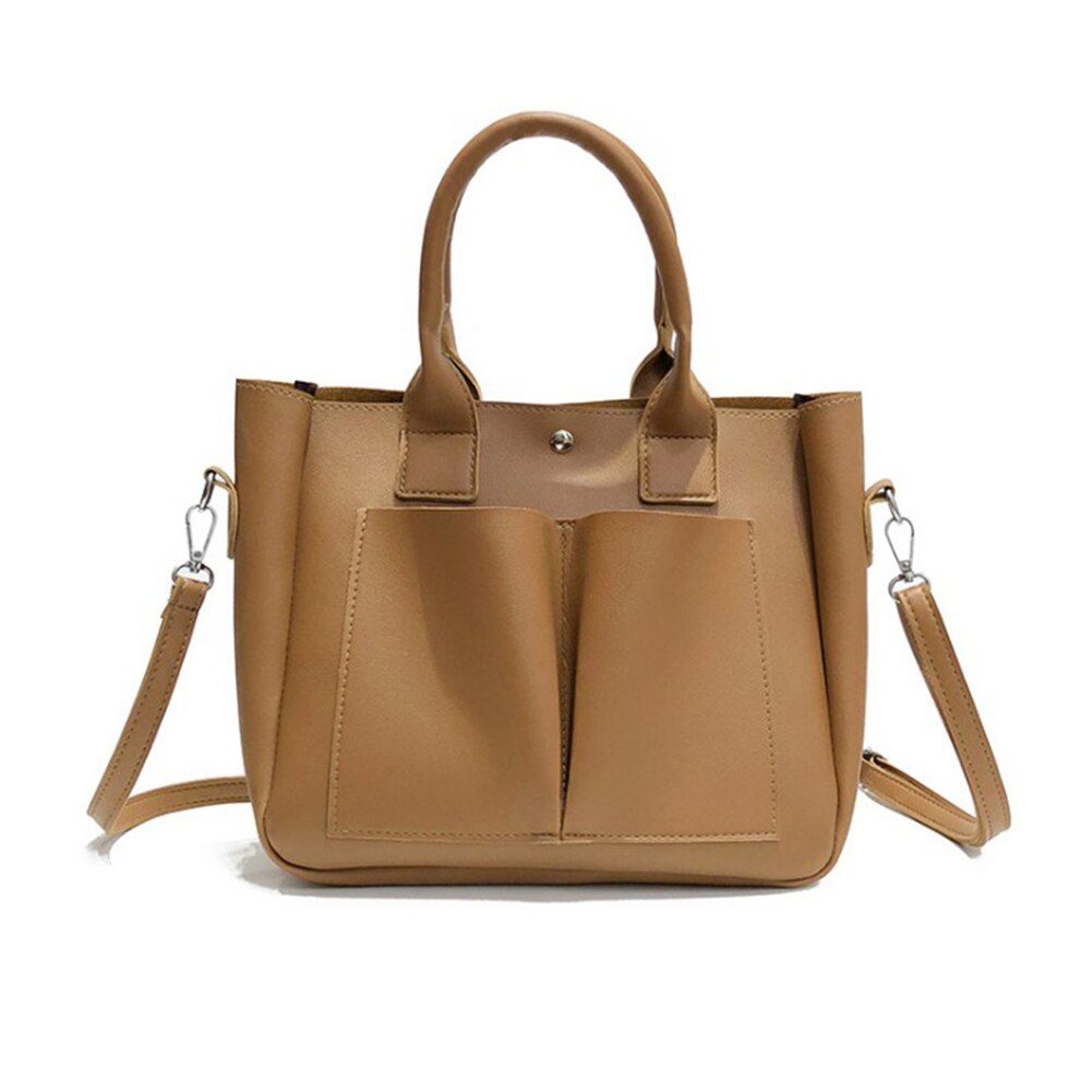 Sac en cuir Pu sacs à main simples marques célèbres femmes sac à bandoulière grand tronc fourre-tout Vintage dames sacs à bandoulière pour femmes: Marron