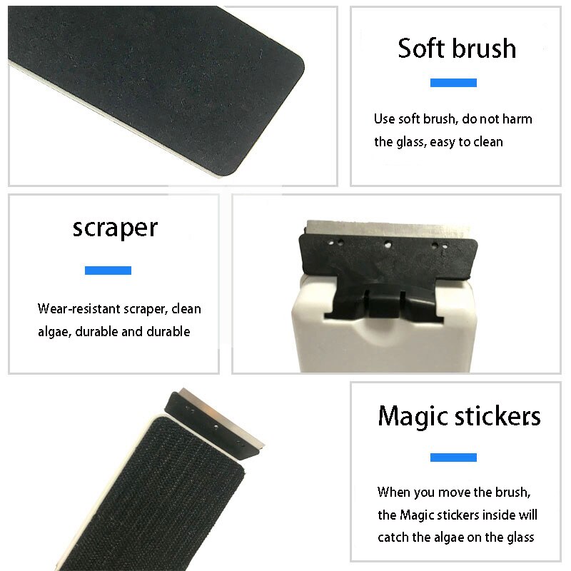 Rasqueta limpiadora de algas para acuario, cepillo magnético, herramientas para acuario,