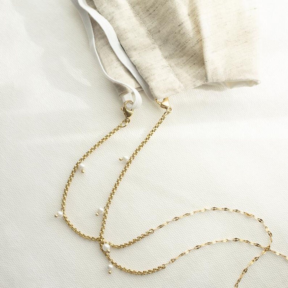 Aankomst Metalen Ketting Parel Masker Ketting Glazen Ketting Mode Eenvoudige Anti-Verloren Decoratieve Ketting Dames Party