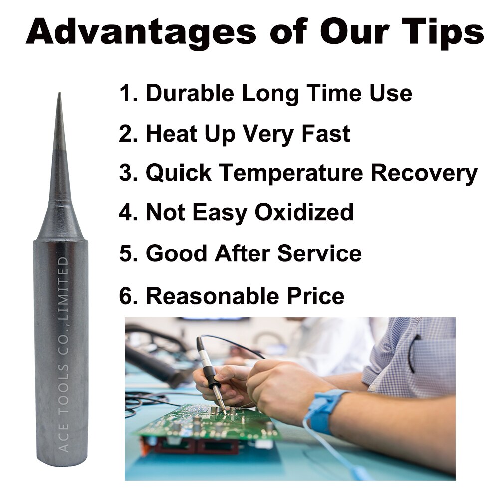 5 PCS Soldering Tips 900M-T-I Conical 0.2mm for Hakko 936 907 Milwaukee M12SI-0 Radio Shack 64-053 Yihua 936 X-Tronics 3020 Iron